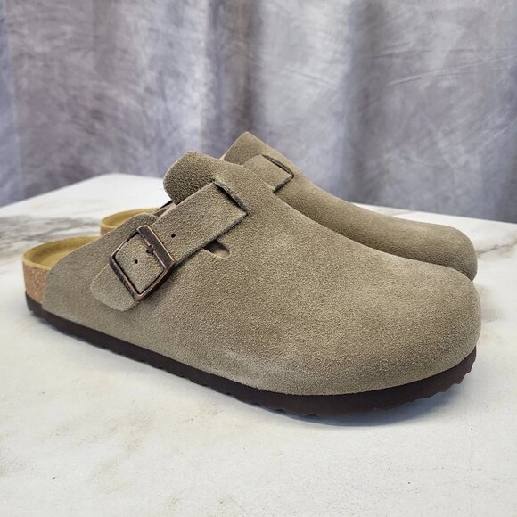 Birkenstock Boston taupe suede mule clogs - Picture 3 of 12